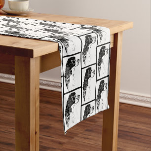 Chemin De Table Court Anglais Springer Spaniel Vintage Chien Art   