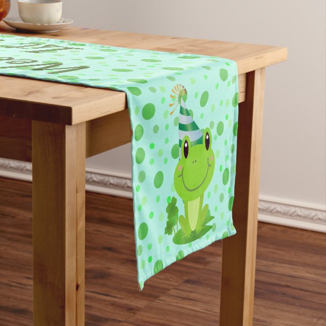 Chemin De Table Court Anniversaire de enfant de bienvenue | Grenouille (In Situ)