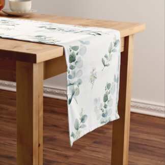 Chemin De Table Court Aquarelle eucalyptus feuilles