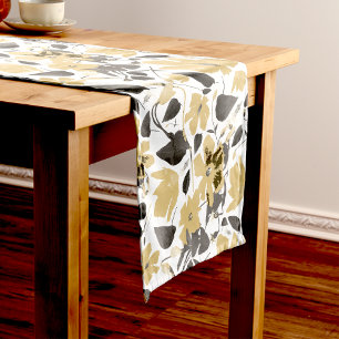 Chemin De Table Court Aquarelle gris gris jaune fleuri Décor de la vigne
