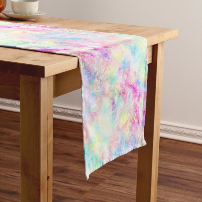 Chemin De Table Court Aquarelle Pastel Rainbow Tie Dye (In Situ)