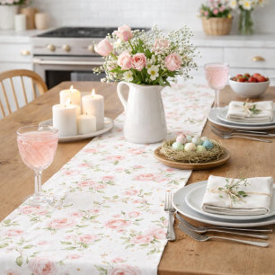 Chemin De Table Court Aquarelle Rose Rose Gold Specks Couleur de table