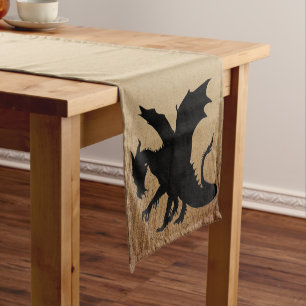 Chemin De Table Court Arrière - plan rustique Black Dragon