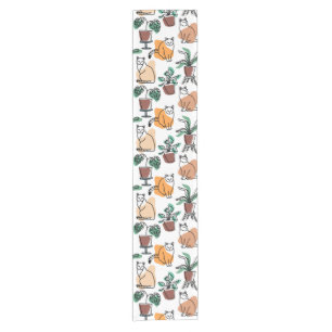 Chemin De Table Court Art de trait dessin chats et fleurs