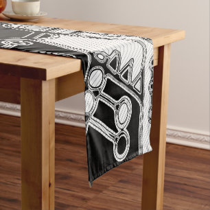 Chemin De Table Court Art Géométrique Noir Et Blanc 4