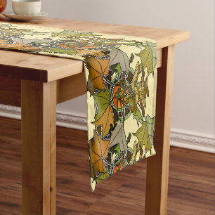 Chemin De Table Court Art Nouveau Alphonse Mucha Feuille Motif