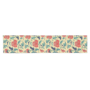 Chemin De Table Court Art Nouveau vintage chinois rouge à motifs floraux