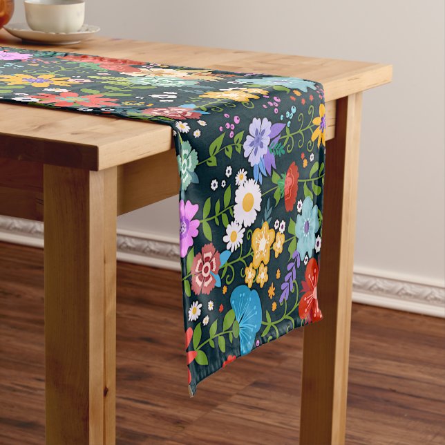 Chemin De Table Court Art populaire floral mexicain (In Situ)