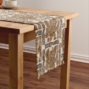 Chemin De Table Court Aztec Eagle Guerrier Tribal Art antique
