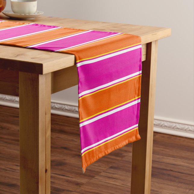 Chemin De Table Court Bandes de cabane rose chaud (In Situ)