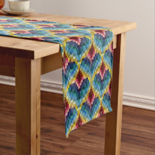 Chemin De Table Court Bargello coloré broderie Boho Chic Motif