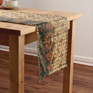 Chemin De Table Court Batik Kawung vintage indonésien à motif rustique