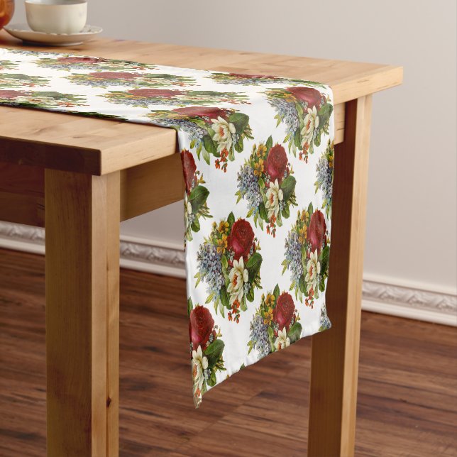 Chemin De Table Court Beautiful Romantic Summer Bouquet with Red Rose (In Situ)