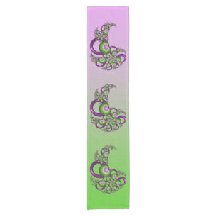 Chemin De Table Court Beaux cœurs roses verts modernes abstraits fractal