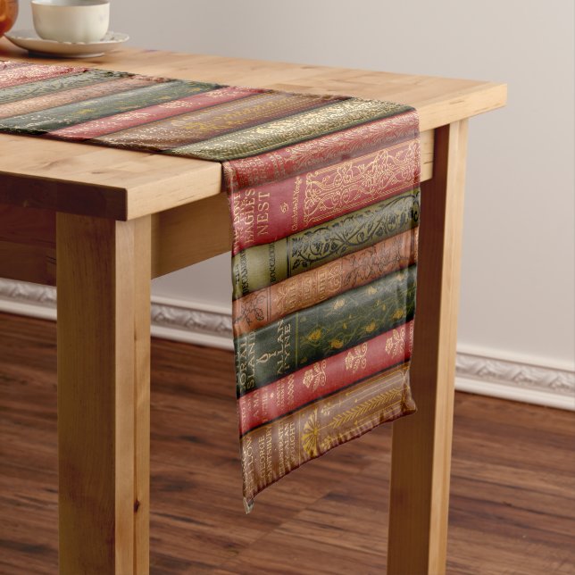 Chemin De Table Court Belle épines de vieux livre (Sage, Beige, Rose) (In Situ)