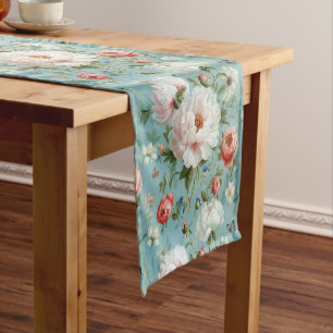 Chemin De Table Court Belles pivoines blanches et rouges