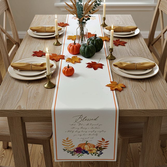 Chemin De Table Court Bénédiction en abondance chute citrouilles et mama (Créateur téléchargé)
