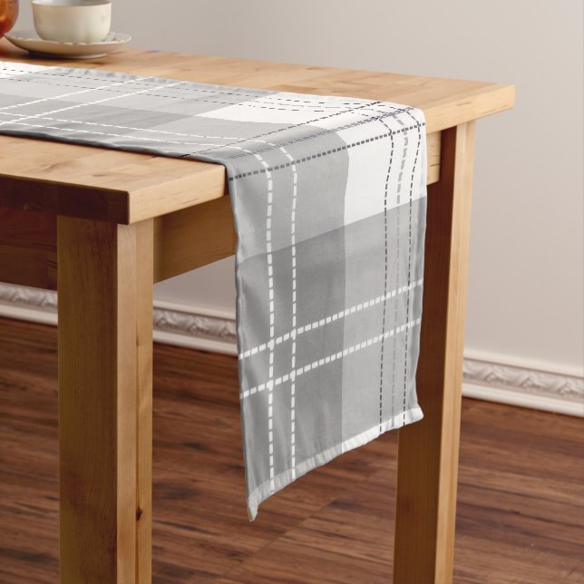 Chemin De Table Court Black and White Buffalo Plaid (In Situ)