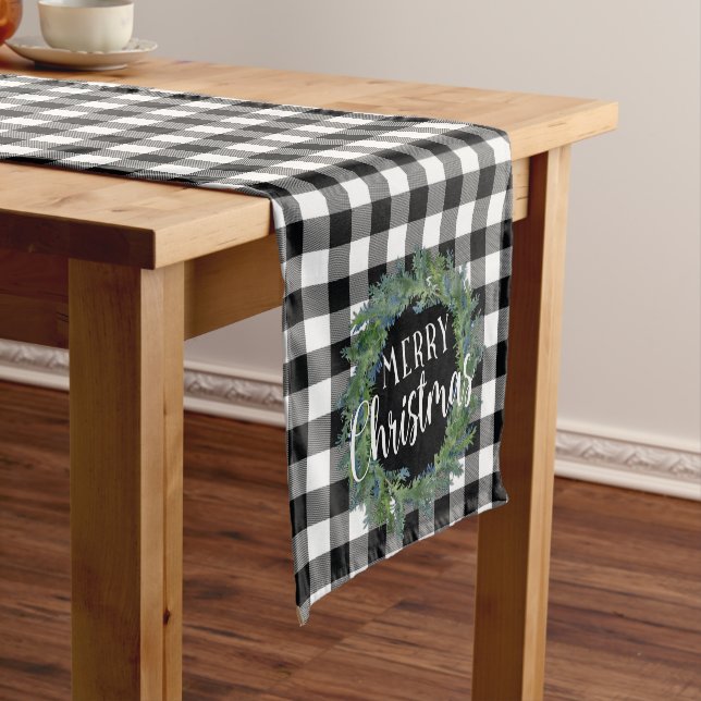 Chemin De Table Court Black Buffalo Plaid Table Runner (In Situ)