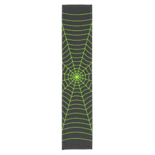 Chemin De Table Court Black neon vert toile d'araignée Halloween motif