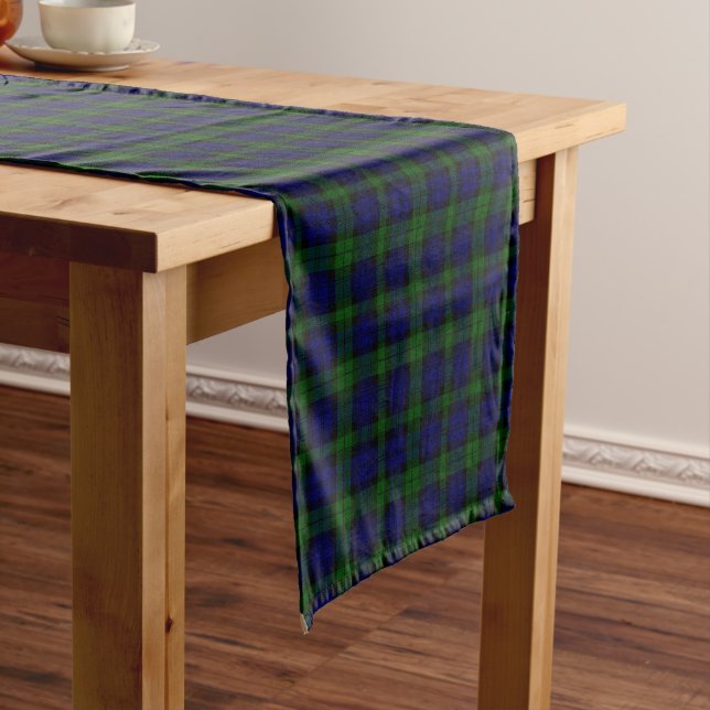 Chemin De Table Court Black Watch Tartan bleu vert Plaid (In Situ)