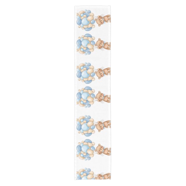 Chemin De Table Court Bleu ours en peluche (Devant)