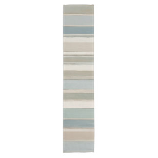 Chemin De Table Court Bleu Poussiéreux Turquoise Sage Beige Rayure