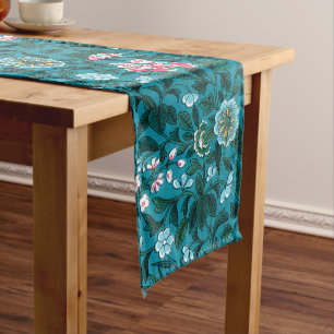 Chemin De Table Court Bleu Turquoise Vert Rouge rose Jaune Motif Floral