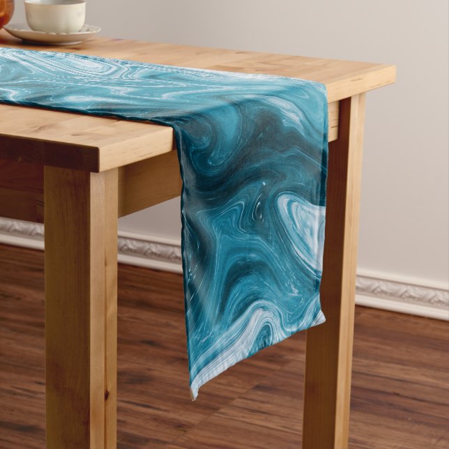 Chemin De Table Court Blue Beach Waves Abstract (In Situ)