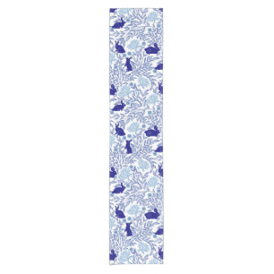 Chemin De Table Court Blue Chinoiserie Rabbit Vintage Rabbit & Floral Ar