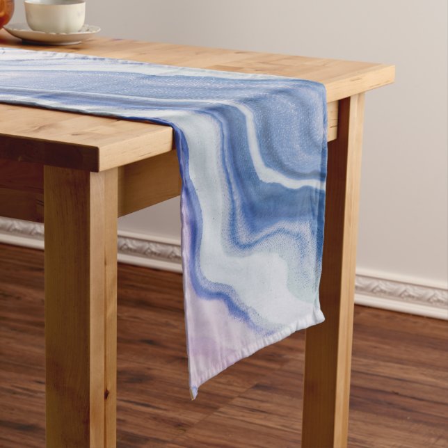 Chemin De Table Court Blue purple marble paint (In Situ)