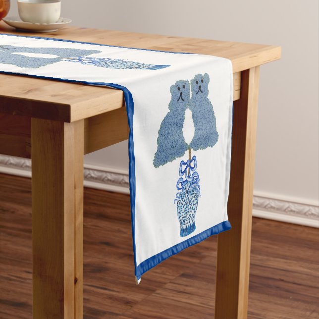 Chemin De Table Court Blue Staffordshire Chiens Ginger Jar Jars (In Situ)