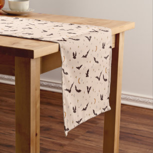 Chemin De Table Court Boho Bats et étoiles Motif d'Halloween