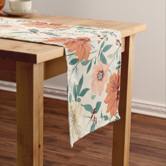 Chemin De Table Court Boho style fleurs couleurs motifs