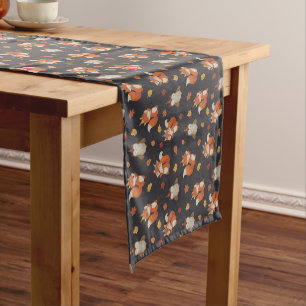 Chemin De Table Court Bois de renards et de hiboux pour l'anniversaire d