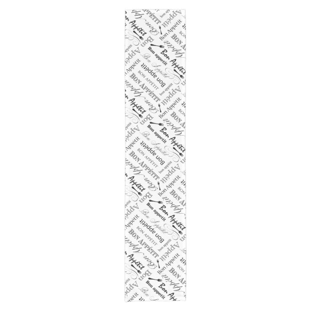 Chemin De Table Court Bon Apppetit Classic Black and White Pattern (Devant)