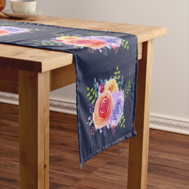 Chemin De Table Court Bouquet Floral Rose (In Situ)