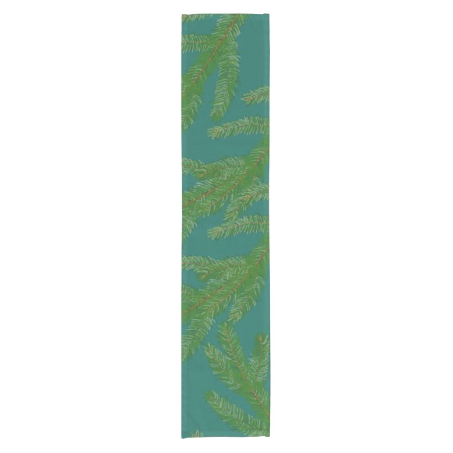 Chemin De Table Court Branches Festive Green Fir Tree (Devant)