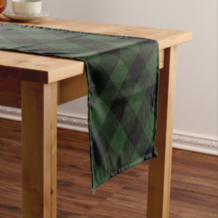 Chemin De Table Court Buffalo Check Celtic Green and Black Carrés Plaid