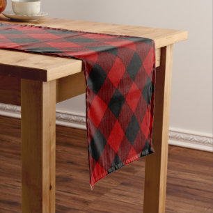 Chemin De Table Court Buffalo Check Red and Black Carrés Plaid