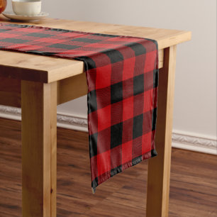 Chemin De Table Court Buffalo de bûcheron rouge abattu