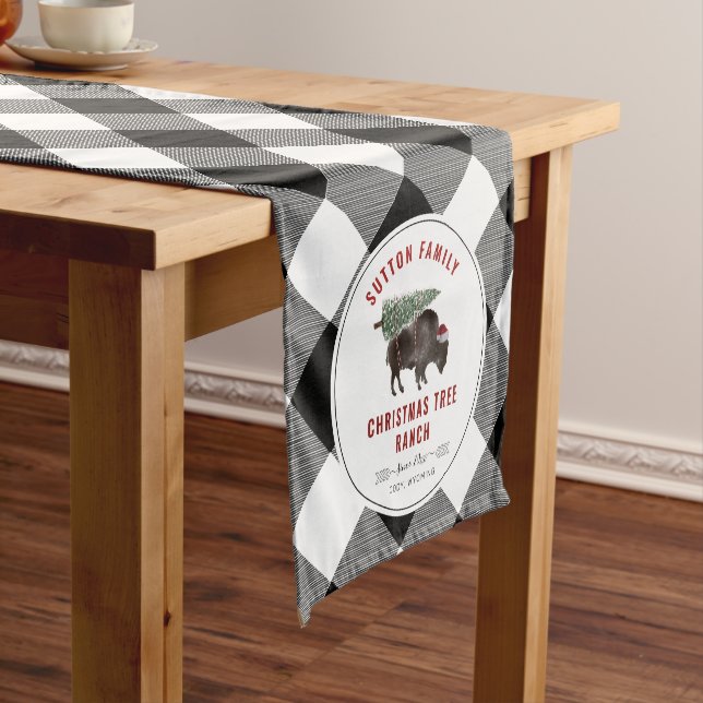 Chemin De Table Court Buffalo de sapin de Noël Plaid Père Noël (In Situ)