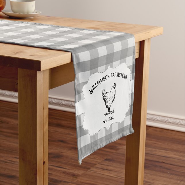 Chemin De Table Court Buffle gris Plaid de la ferme poulet (In Situ)