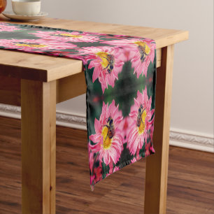 Chemin De Table Court Bumble Bee On Rose Daisy Flower Abstrait