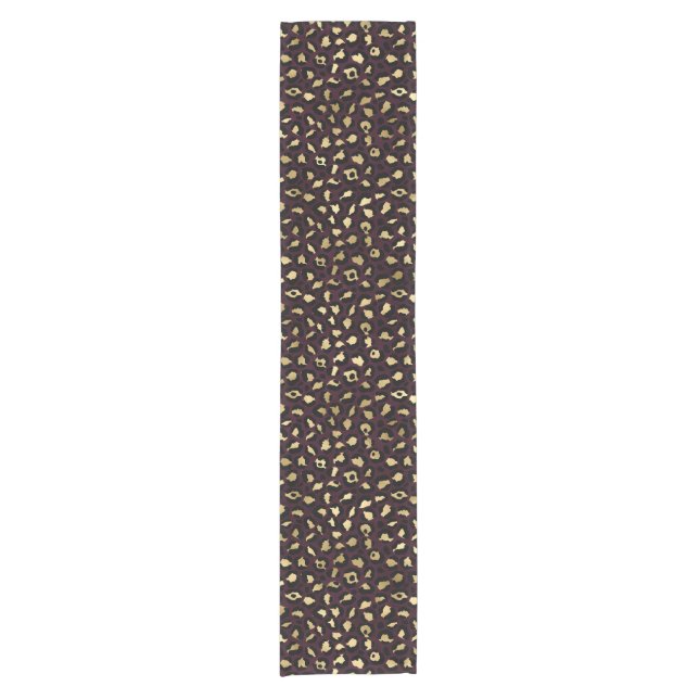 Chemin De Table Court Burgundy et Gold Leopard Series Design 8 (Devant)