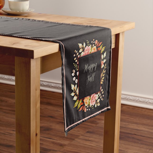 Chemin De Table Court Cadre floral d'automne avec texte personnalisable  (In Situ)
