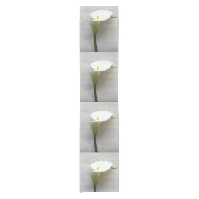 Chemin De Table Court Calla lily sur l'écriture manuscrite Table Runner (Devant)