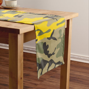 Chemin De Table Court Camouflage jaune et vert, Militaire, Armée