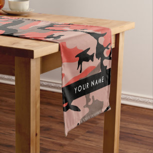 Chemin De Table Court Camouflage rouge et Brown Votre nom Personnalisez