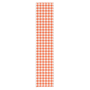 Chemin De Table Court Carreaux Pied-de-Poule Orange et Blanc